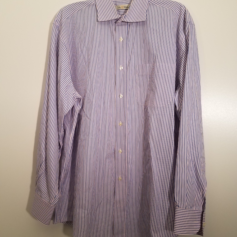 Peter Millar Striped Dress Shirt L Blue/Pink